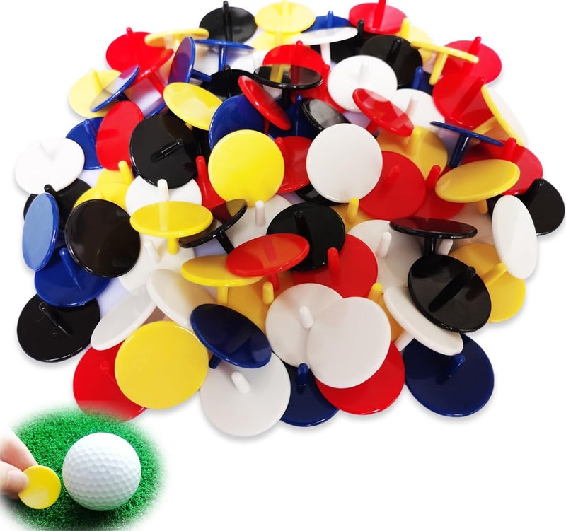 Adhere Golf Ball Markers 50 100 pcs Plastic Position Ball Marker Quarter Size 0.94 inch Flat Golf Ball Marker Mix Colour - Image 1